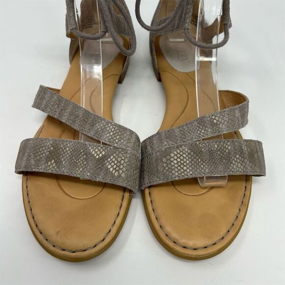 Born Women's Gray Leather Snake Print Lace Up Sandals Size 8M Casual Summer - Picture 7 of 14